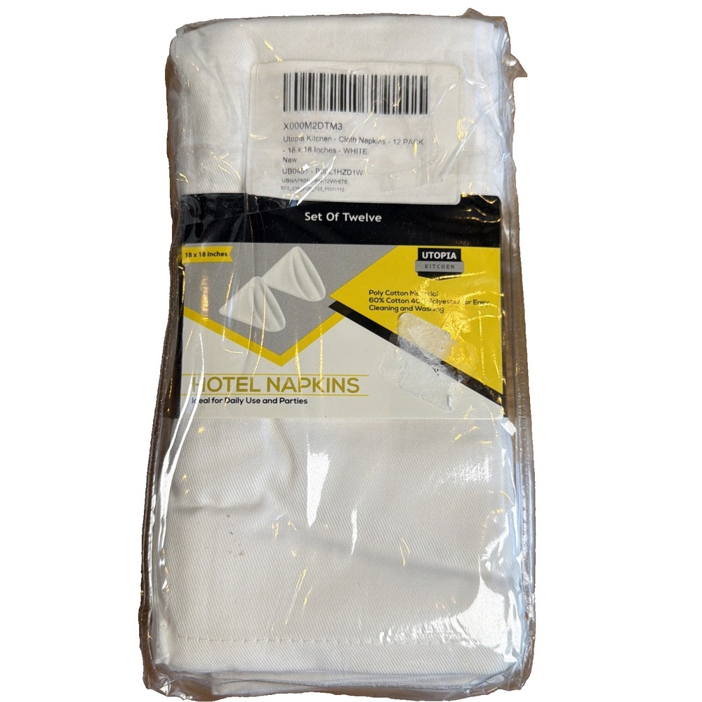 Utopia Kitchen White Cloth Napkins [12 Pack, 18" x (Set of 12),